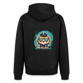 Cooler Löwe Polizei Sonnenbrille Geschenk - Unisex Premium Bio Zip Hoodie - Schwarz - Hinten - Nico (187cm)
