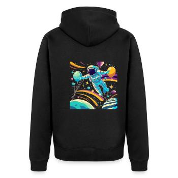 Astronaut - Unisex Premium Bio Zip Hoodie - Schwarz - Hinten - Nico (187cm)