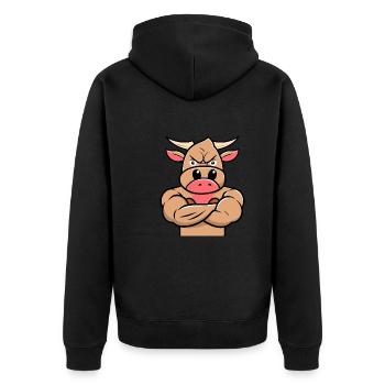 Stier - Unisex Premium Bio Zip Hoodie - Schwarz - Hinten - Nico (187cm)