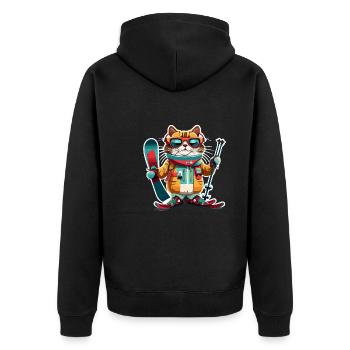 Ski - Unisex Premium Bio Zip Hoodie - Schwarz - Hinten - Nico (187cm)