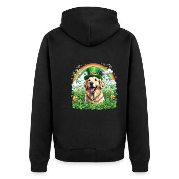 Chapeau vert et trèfle I Or de la Saint-Patrick - Veste à capuche bio Premium Unisexe - noir - Dos - Nico (187cm)