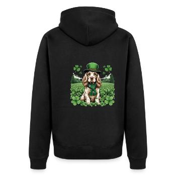Irish Setter St. Patrick's Day Green Hat Pup - Unisex Premium Bio Zip Hoodie - Schwarz - Hinten - Nico (187cm)