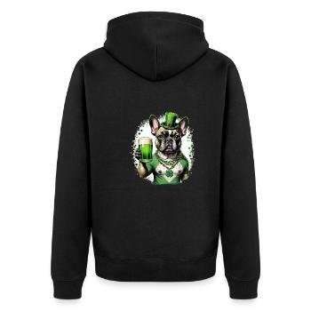 Bouledogue français de la Saint-Patrick I St. Paddy’s - Veste à capuche bio Premium Unisexe - noir - Dos - Nico (187cm)