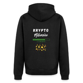 Krypto Millionaire - Krypto Millionär LOADING - Unisex Premium Bio Zip Hoodie - Schwarz - Hinten - Nico (187cm)