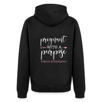 Pregnant with a purpose Proud surrogate Surrogacy - Unisex Premium Bio Zip Hoodie - Schwarz - Hinten - Nico (187cm)