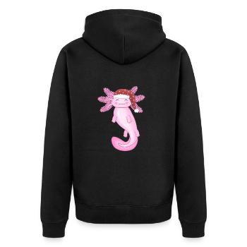 Süßer Weihnachts-Axolotl - Unisex Premium Bio Zip Hoodie - Schwarz - Hinten - Nico (187cm)