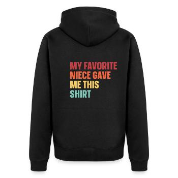 Meine Lieblingsnichte Hat Mir Das Geschenkt - Unisex Premium Bio Zip Hoodie - Schwarz - Hinten - Nico (187cm)
