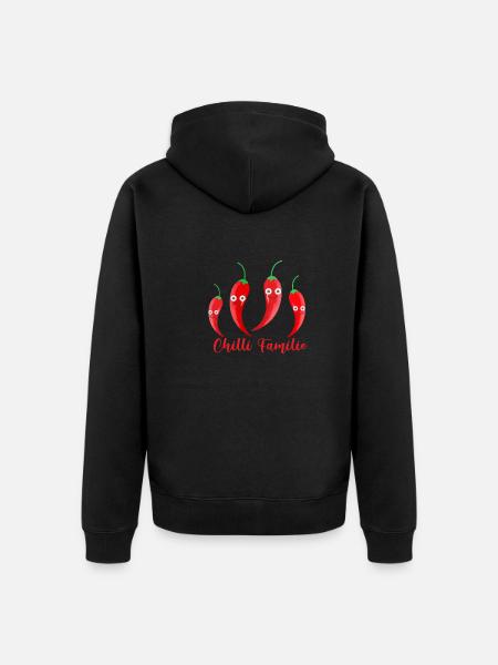 chilli, chilli familie, scharf,gemüse - Unisex Premium Bio Zip Hoodie - Schwarz