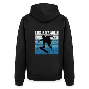 This is My world Skateboard Skateboarder Skate - Veste à capuche bio Premium Unisexe - noir - Dos - Nico (187cm)