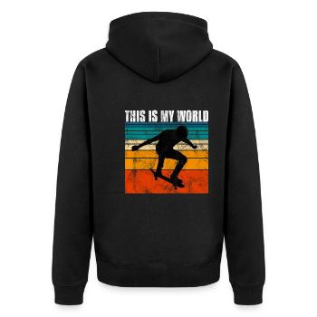 This is My world Skateboard Skateboarder Skate - Veste à capuche bio Premium Unisexe - noir - Dos - Nico (187cm)