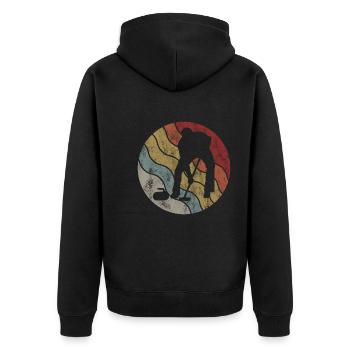 Curling sur glace Curling Retro Cadeau - Veste à capuche bio Premium Unisexe - noir - Dos - Nico (187cm)