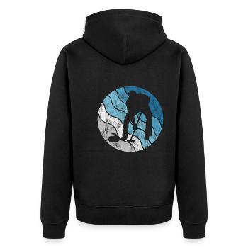 Ice Curling Curler Curling Retro Gift - Unisex Premium Organic Zip Hoodie - black - Back - Nico (187cm)