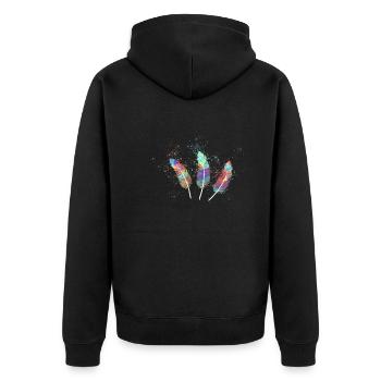 federn,bunt,feder,graffiti - Unisex Premium Bio Zip Hoodie - Schwarz - Hinten - Nico (187cm)