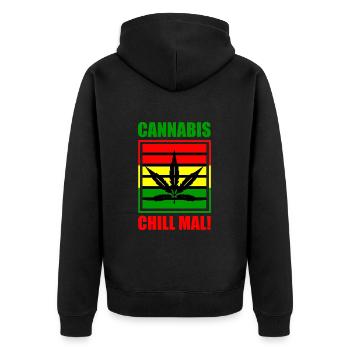 Cannabis - Unisex Premium Bio Zip Hoodie - Schwarz - Hinten - Nico (187cm)
