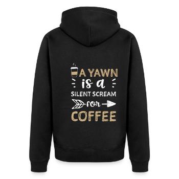 A yawn is a silent scream for co... - Unisex Premium Organic Zip Hoodie - black - Back - Nico (187cm)