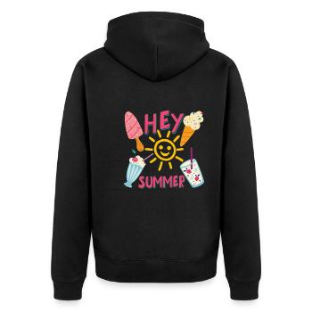 Hello Summer Sunshine Popsicle Lemonade - Unisex Premium Organic Zip Hoodie - black - Back - Nico (187cm)