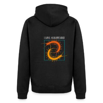 Ja ich mag wirklich Scolopender - Unisex Premium Bio Zip Hoodie - Schwarz - Hinten - Nico (187cm)