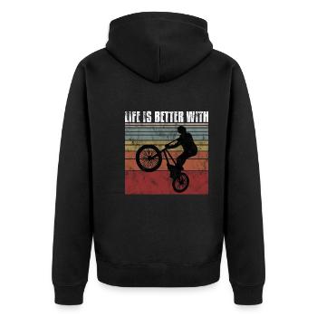 Life is better with BMX Bike Bike Gift - Unisex Premium Organic Zip Hoodie - black - Back - Nico (187cm)