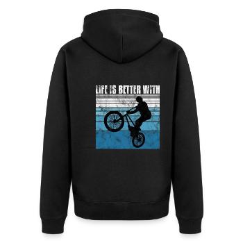 Life is better with BMX Bike Bike Gift - Unisex Premium Organic Zip Hoodie - black - Back - Nico (187cm)