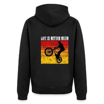 Life is better with BMX Bike Bike Gift - Unisex Premium Organic Zip Hoodie - black - Back - Nico (187cm)