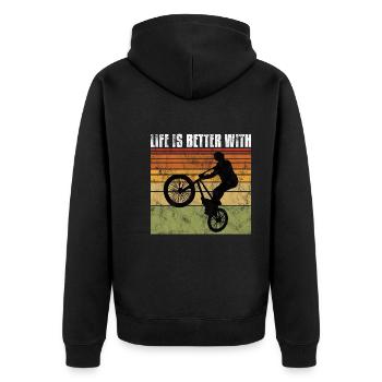 Life is better with BMX Bike Bike Gift - Unisex Premium Organic Zip Hoodie - black - Back - Nico (187cm)