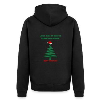 Weihnachtsbaum Spruch lustig - Unisex Premium Bio Zip Hoodie - Schwarz - Hinten - Nico (187cm)