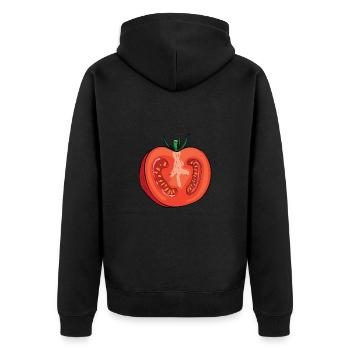 Tomate Kostüm Fasching Halloween Karneval Tomaten - Unisex Premium Bio Zip Hoodie - Schwarz - Hinten - Nico (187cm)