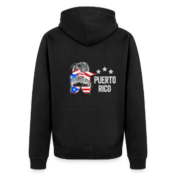 Puerto Rico - Unisex Premium Bio Zip Hoodie - Schwarz - Hinten - Nico (187cm)