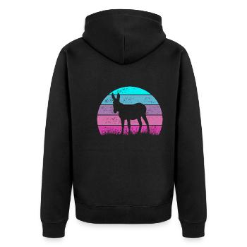 Donkey Mule - Unisex Premium Organic Zip Hoodie - black - Back - Nico (187cm)