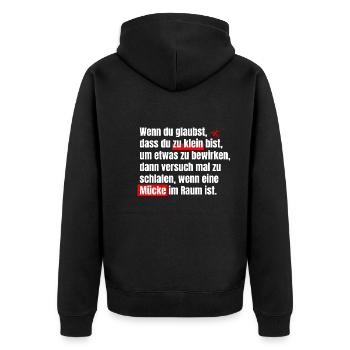 Protest, Demokratie, Klima, Politik, Widerstand - Unisex Premium Bio Zip Hoodie - Schwarz - Hinten - Nico (187cm)