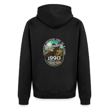 Legendary since 1990 - Unisex Premium Organic Zip Hoodie - black - Back - Nico (187cm)