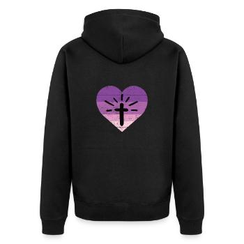 Kreuz Christlicher Glaube Gott Herz Christentum - Unisex Premium Bio Zip Hoodie - Schwarz - Hinten - Nico (187cm)