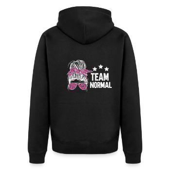 Team Normal - Unisex Premium Bio Zip Hoodie - Schwarz - Hinten - Nico (187cm)