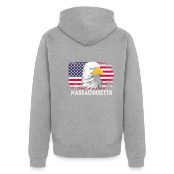 Massachusetts - Unisex Premium Bio Zip Hoodie - Grau meliert - Hinten - Nico (187cm)