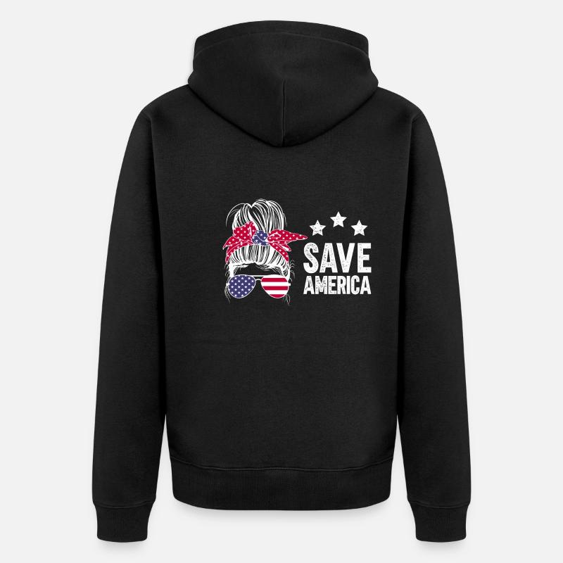 Save America - Unisex Premium Bio Zip Hoodie - Schwarz