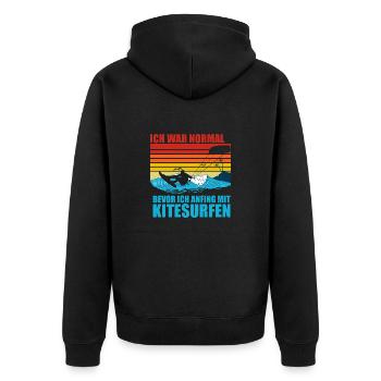Ich War Normal Bevor Ich Anfing Mit Kitesurfen - Unisex Premium Bio Zip Hoodie - Schwarz - Hinten - Nico (187cm)
