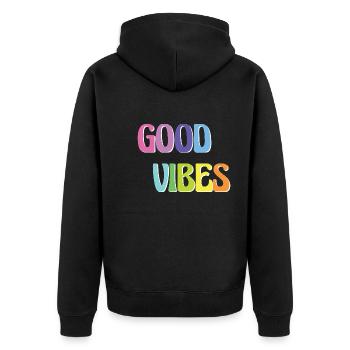 Bonnes vibrations - Veste à capuche bio Premium Unisexe - noir - Dos - Nico (187cm)