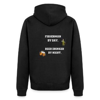 Fisherman by day, beer drinker by night - Veste à capuche bio Premium Unisexe - noir - Dos - Nico (187cm)
