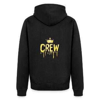 Crew Krone - Unisex Premium Bio Zip Hoodie - Schwarz - Hinten - Nico (187cm)
