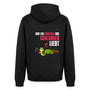 Reptilien Mädchen Tierliebhaber Geschenk Schlange - Unisex Premium Bio Zip Hoodie - Schwarz - Hinten - Nico (187cm)