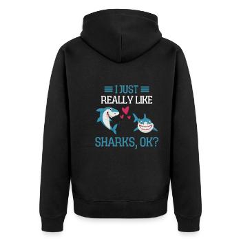 J’aime juste les requins drôle de cadeau de requin - Veste à capuche bio Premium Unisexe - noir - Dos - Nico (187cm)