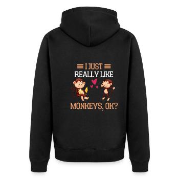 Ich mag einfach Affen Lustiges Geschenk Affe - Unisex Premium Bio Zip Hoodie - Schwarz - Hinten - Nico (187cm)