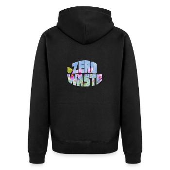 zero waste blumenwiese mit schmetterling - Unisex Premium Bio Zip Hoodie - Schwarz - Hinten - Nico (187cm)