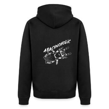 Arachnoholic große Vogelspinne - Unisex Premium Bio Zip Hoodie - Schwarz - Hinten - Nico (187cm)