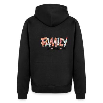 Family Live Laugh - Unisex Premium Organic Zip Hoodie - black - Back - Nico (187cm)