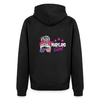 Maryland - Unisex Premium Bio Zip Hoodie - Schwarz - Hinten - Nico (187cm)