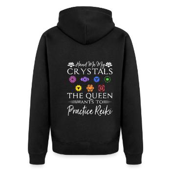 Reiki Meister Heilung Kristalle Chakra Reiki - Unisex Premium Bio Zip Hoodie - Schwarz - Hinten - Nico (187cm)