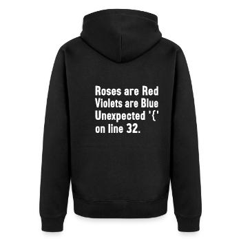 it humor design code - Unisex Premium Bio Zip Hoodie - Schwarz - Hinten - Nico (187cm)