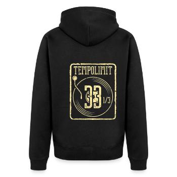 Vinyl Schallplatten Lustiges Plattenspieler - Unisex Premium Bio Zip Hoodie - Schwarz - Hinten - Nico (187cm)