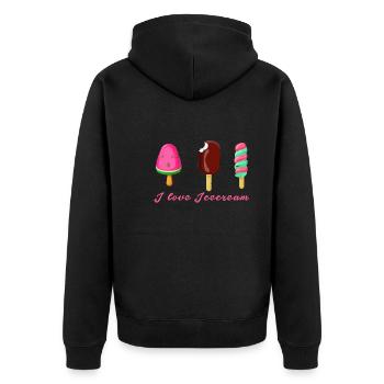 crème glacée, crème glacée, j’adore la crème glacée, crème glacée avec style, glace à l’eau - Veste à capuche bio Premium Unisexe - noir - Dos - Nico (187cm)